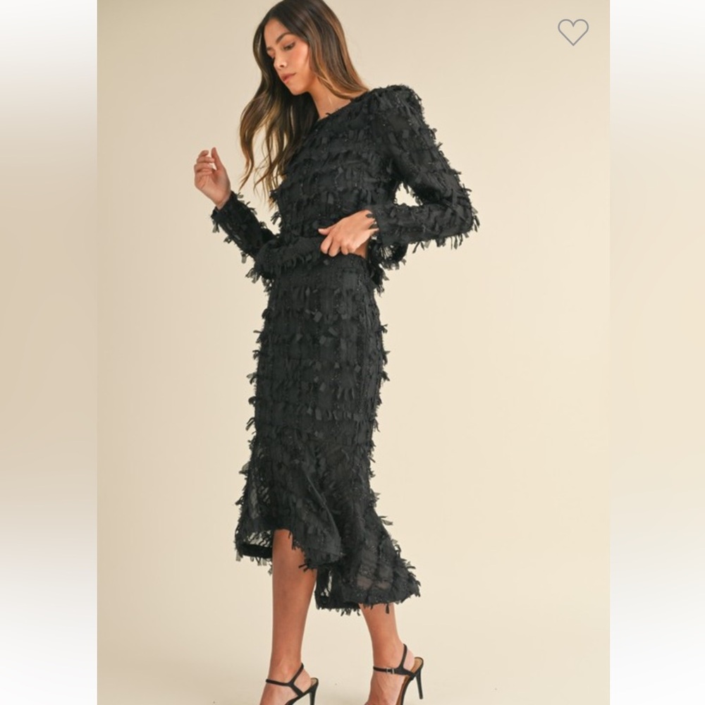 #115 FRINGE CHIFFON RUFFLED TOO AND HIGH LOW MODI SKIRT
